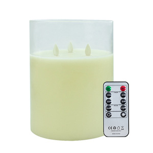 <span class=keywords><strong>Bougie</strong></span> électronique <span class=keywords><strong>LED</strong></span> scintillante de 15 cm en coquille de cire véritable, transparente, de très grand diamètre, teinte en cendre avec accents dorés - Product Image 5