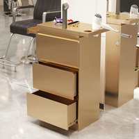Chariot de coiffure moderne en plastique doré pour usage commercial