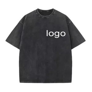 Custom Distressed Patch Embroidery Cut And Sew Vintage tie-dye acid Graphic Screen Printing Cropped Men'S T-Shirts