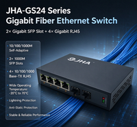Switch Ethernet Fiber Gigabit 6-Port dengan 2-Port Slot SFP 1000Base-X, 4-Port RJ45 10/100/1000Base-T(X), Serat Optik 14G