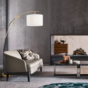 Mỹ hiện đại màu đen phần cứng rèn sắt nghệ thuật Thiết kế đèn Mô hình phòng khách nghiên cứu cong sàn đèn - Product Image 6