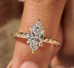 Anillo de Moissanita de 1 Quilate al por Mayor, Oro Blanco Sólido de 14k, Color EF, Claridad VVS1, Joyería de Compromiso, Sin Níquel, Sin Plomo, Clásico - Product Image 6