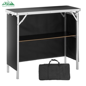 Meja Lipat Logam Portabel 2 Tingkat Wayon dengan Rak Penyimpanan & Tas Pembawa untuk Pesta Kebun, BBQ, dan Berkemah - Product Image 1