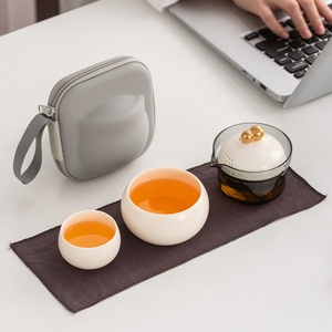 New Chinese Style Quick Tea Cup Portable Modern Ceramic Travel Kung Fu Tea Maker Fulu Gourd Design Travel Tea Set - Product Image 4