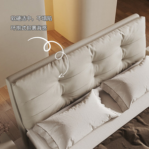 Lit rembourré Mantianfei, taille King, en cuir véritable, chambre principale, lit féerique luxueux - Product Image 3