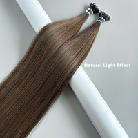 Cool Tone Dark Balayage Brown Metal Nano Tip Extensiones de cabello humano Remy preadheridas Super Double Drawn 100g MOQ