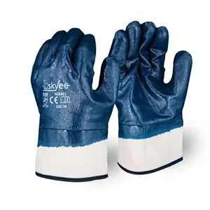 SKYEE high quality nitrile coated cotton nylon anti cut chemical resistant protection garden work gloves for industrial workers