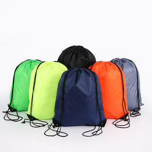 Custom Logo Backpack Colorful 210D Polyester Drawstring Back Pack Gym Sport Recyclable Draw String Shopping Bag with Cords