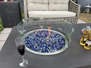 Garde-vent rond en verre trempé pour fosse à feu extérieure, Protection contre les flammes de Table, Protection contre le vent en verre rond en Aluminium - Product Image 2