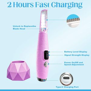 เครื่องกำจัดขนบนใบหน้าแบบไฟฟ้า LED พร้อมระบบสั่นอัลตราโซนิกสำหรับผู้หญิง มีหัวเปลี่ยน 12 แบบ - Product Image 6