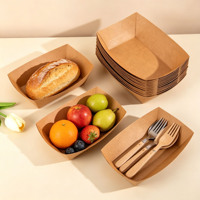 Caja de Picnic de Papel de Grado Alimenticio, Caja de Almuerzo de Cartón Kraft Impresa Personalizada para Fiestas al Aire Libre, Catering, Empaque para Sándwiches, Frutas y Bocadillos
