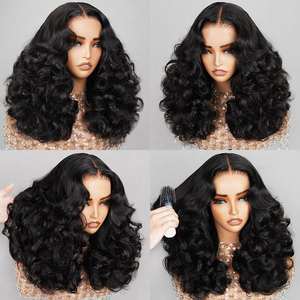 Pronto nave bomba Funmi 6 pollici profondo parte parrucca HD pizzo senza colla uovo ricciolo spesso rimbalzante ondulato lungo dritto affare natalizio - Product Image 3