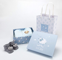 Coffret Cadeau Personnalisable pour Nouveau-né en Gros, Sac Cadeau Pliable en Papier avec Laminage Mat, Gaufrage et Revêtement UV