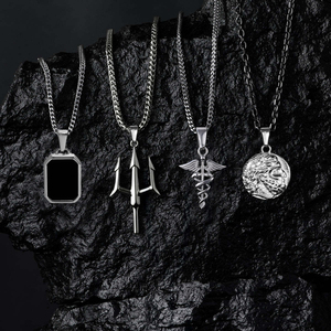 Bijoux personnalisés sans nickel, colliers en acier inoxydable avec pendentif caducée et aile de <span class=keywords><strong>serpent</strong></span> grec vintage, 18 carats et 24 carats pour hommes - Product Image 4
