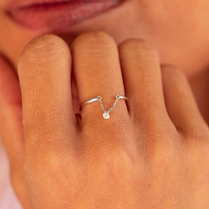 Anillo de Plata de Ley 925 con Colgante de Circonita Ajustable y Cadena de Boda, Chapado en Oro de 18K para Mujer, a la Moda - Product Image 4