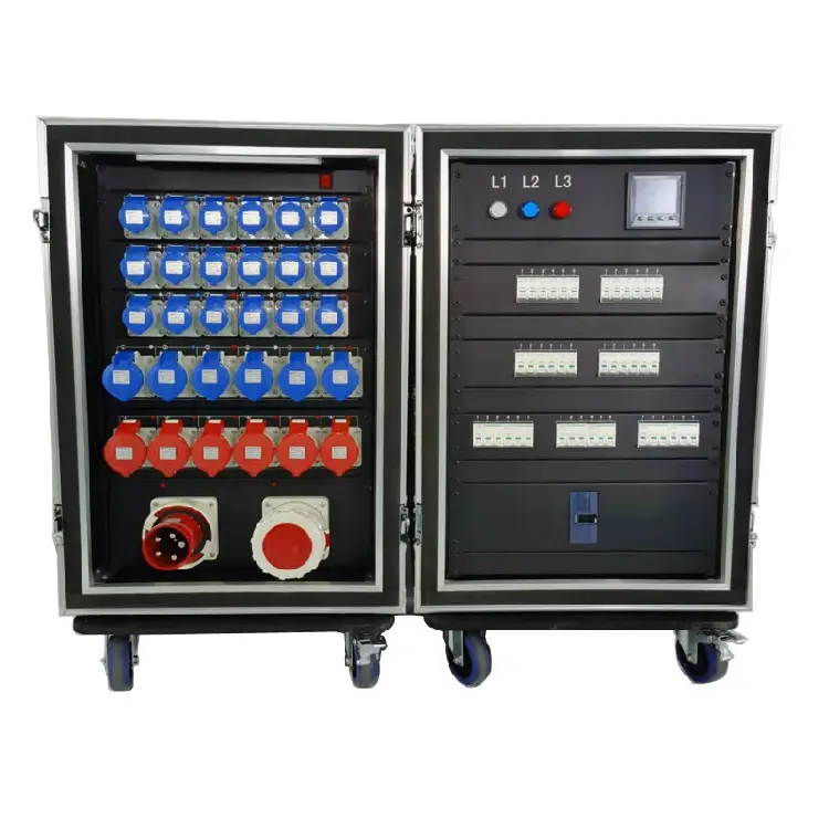 power distribution equipment box with 63 amp outlets