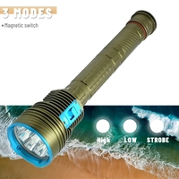 Lampe de plongée super lumineuse avec 9 LED jaunes, boîtier métallique, torche de plongée sous-marine pour la pêche sous-marine, la randonnée et le camping