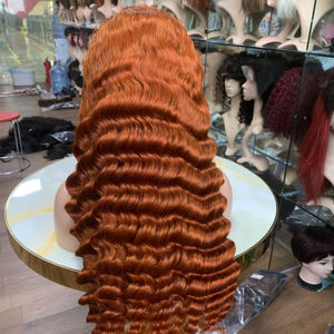 # Perruque Lace Frontale 30 pouces, Ondulations Profondes Souples, Couleur Orange 350, 100% Cheveux Humains, Qualité Premium, Perruque Personnalisée avec Mèches - Product Image 1