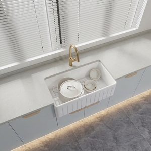 Fregadero de Cocina de 33 Pulgadas de Arcilla Refractaria Estilo Granja con Frente Reversible <span class=keywords><strong>para</strong></span> Suministro Comercial - Product Image 6