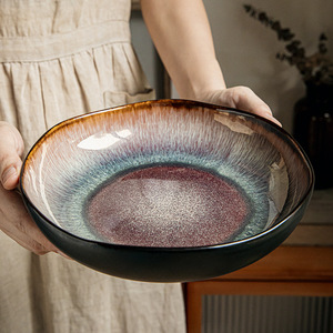 Assiette à salade profonde <span class=keywords><strong>jetable</strong></span> de 9 pouces au design irrégulier Japandi Rétro léger de luxe allant au <span class=keywords><strong>four</strong></span> Plats de fête en céramique - Product Image 3