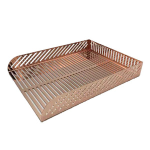 Caja de Almacenamiento de Papel A4 de Oro Rosa Personalizada, Organizador de Escritorio para Documentos, Bandeja de Archivo Chapado en Metal y Oficina - Product Image 2