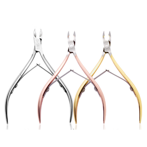 Cortador de cutículas de uñas dorado, tijeras, removedor de piel muerta, cortador, pinzas con cuchillas afiladas, acero inoxidable de doble resorte - Product Image 1