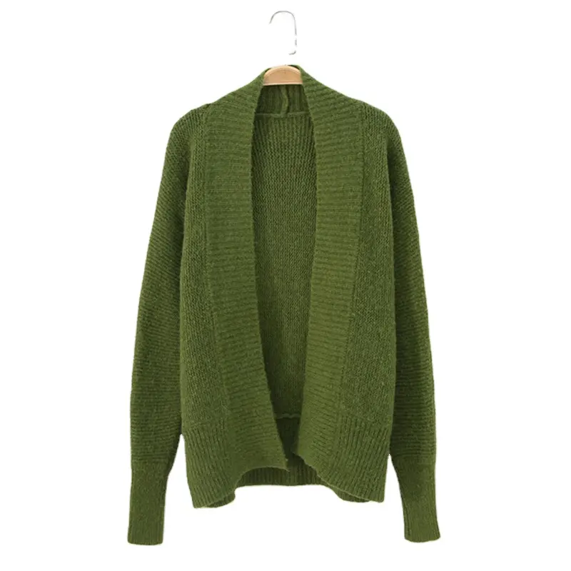 여성용 캐시미어 핫 세일 무역 가격 스웨터 녹색 카디건