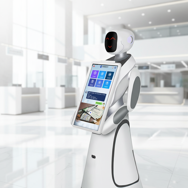 ALPHA Amy AI Humanoid Reception Service Robot 21.5" Screen LDS Slam+VSLAM Navigation Face Recognition for Hotels Banks Offices