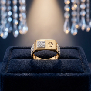 <b>Mens</b> 24K Gold <b>Ring</b> with OM Design Cute Square Face Traditional Jewelry <b>for</b> Wedding Engagement Daily Wear Gift Party - Product Image 2
