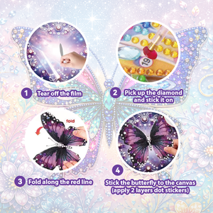 Kit de Peinture Diamant Papillon 5D, Ensemble d'Artisanat en Strass avec Mini Chevalet en Bois, Plateau et Pince à Épiler Complètes pour Filles, Kit DIY Décoration Murale - Product Image 3