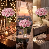 Rose artificielle exclusive scintillante faite à la main, en poudre d'or et cristal, fleurs bleues Enchantress, fleurs rouges artificielles, Saint-Valentin