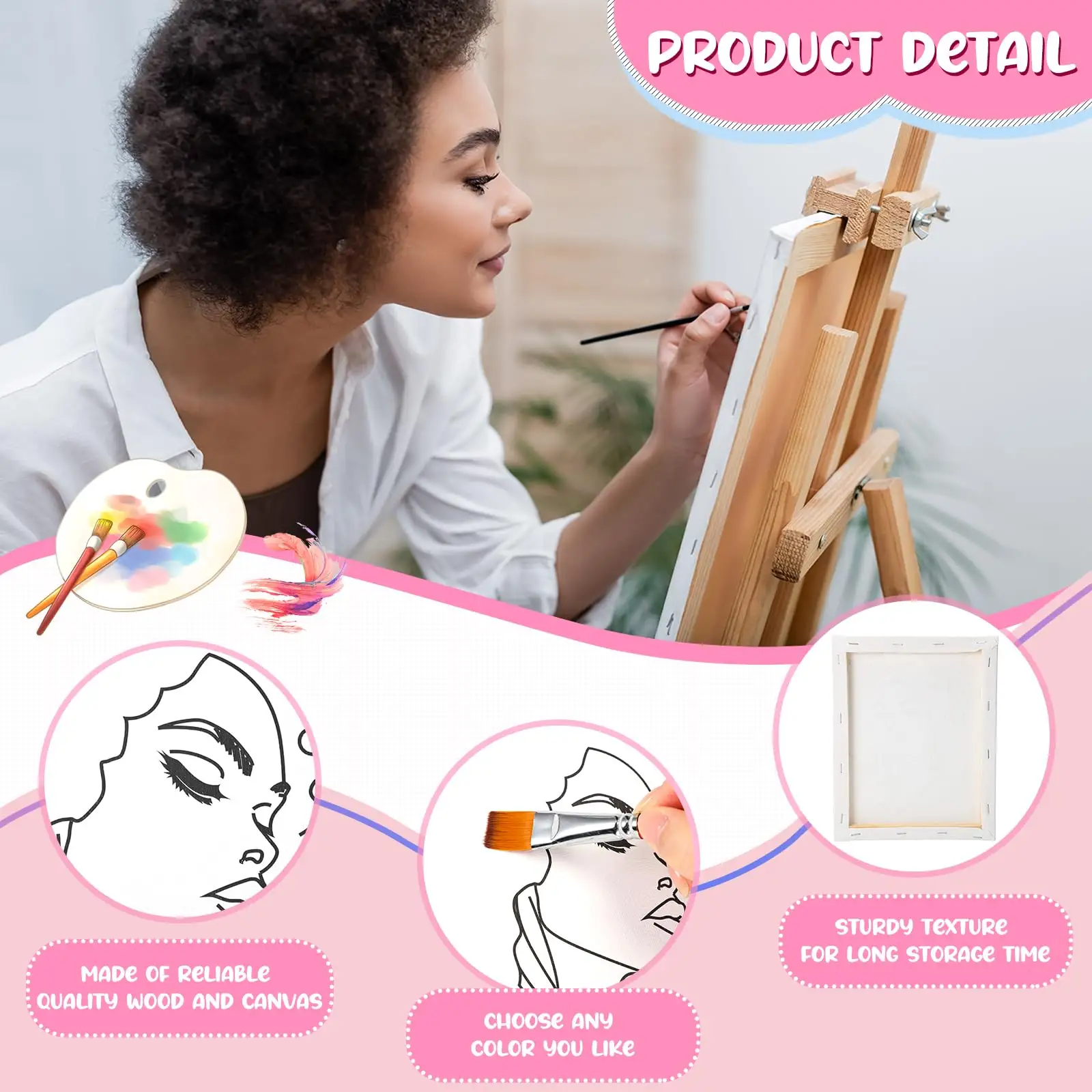 DIY Paint Mini Pre Drawn Outline Canvas Pre Drawn Stretched Canvas Painting Boards Pre-Stenciled Painting Canvas