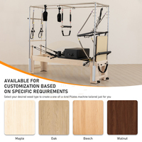 Cama de Pilates Multifuncional de Madera Negra con Sistema Integrado de Reformer y Torre para Entrenamiento de Cuerpo Completo