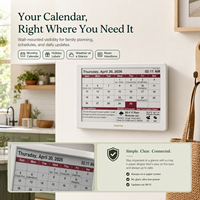 Kylendar Calendrier intelligent E-Ink 7 pouces WiFi, Météo, Nouvelles, Horloge mondiale, Étiquettes de vacances multilingues, Faible consommation, Résolution 800x480 permanente