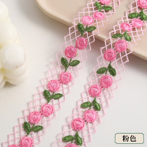 Lebar 2.5cm larut dalam air bordir renda pemangkasan poliester pita renda bunga kecil untuk pakaian anak-anak dan DIY - Product Image 2