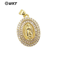 WT-MP279 plus récent Style Vintage divinité féminine en forme de forme ronde Zircon cubique Madonna Design pendentif