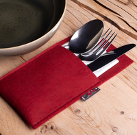 Lot de pochettes porte-couverts de Noël en feutre écologique découpées au laser, motif décoratif pour table de fêtes