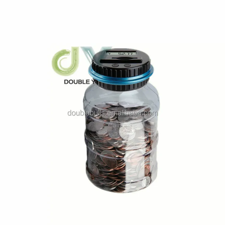 कस्टम प्लास्टिक मनी बैंक डिजिटल गिनती सिक्का बचत बैंक की बोतल के आकार का सिक्का बैंक सिक्का भंडारण बर्तन