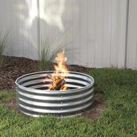 Brasero de camping extérieur en acier galvanisé, portable, pour jardin, à bois, avec conseils de sécurité, anneau de feu rond en acier