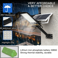 Lampe solaire LED de rue à commande à distance, étanche IP67, 300W, monocristalline, batterie rechargeable, extérieur, sécurité, crépuscule-aube, 6500K