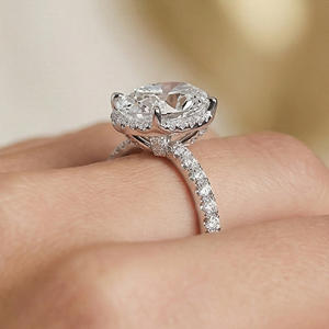 Anillo de Compromiso de Diamante Ovalado Cultivado en Laboratorio con Halo para Mujer, Plata de Ley 925, 4.25 Quilates, Certificado IGI, para Boda o Fiesta - Product Image 6