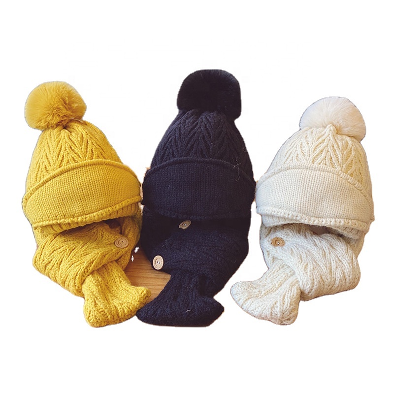 Сезон осень-зима; Модная плотная бархатная одежда; Шапка и шарф, набор теплые детские шапочки с подкладкой из искусственного меха для детей ясельного возраста; Детские шапки с помпонами