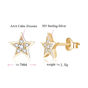 <span class=keywords><strong>POLIVA</strong></span>-pendientes de plata de primera ley con forma de estrella para mujer, aretes pequeños, plata esterlina 925, color dorado, 2020 - Product Image 6