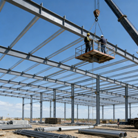Entrepôt moderne en structure métallique, bâtiment industriel préfabriqué en métal pour les besoins de production et de stockage en usine