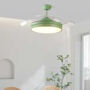 Intrekbare Bladloze Ventilator Lamp Inverter Smart Fancy Decoratieve Ventilator Plafondlamp Plafondventilator