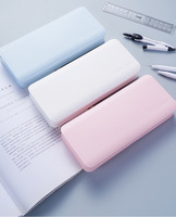 Mignon et simple Macaron couleur plastique PP mat boîte à crayons multi-fonctionnelle compartiment boîte à crayons avec logo personnalisé