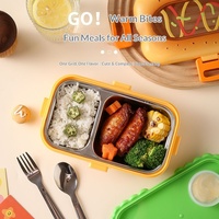 Nouvelle boîte à lunch portable en plastique à double compartiment 500-800 ml pour la rentrée scolaire, boîte bento créative pour fruits et repas