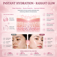 Soin de la peau : Spray éclat double texture, gelée et brume sérum, enrichi en Céramide, Acide Hyaluronique, Niacinamide, Glutathion et Collagène PDRN rose