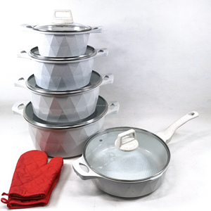 Articles en stock Dessini Batterie de cuisine antiadhésive en granit, Ensemble de casseroles et poêles antiadhésives, Batterie de cuisine en pierre - Product Image 1