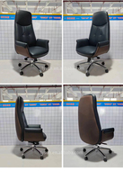 Chaise de bureau ergonomique de direction, design moderne, cuir synthétique PU, pivotante, hauteur réglable, base en aluminium, directement de l'usine